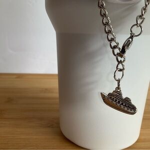 Hand Crafted Stanley Cup Charm Stainless Charm Cruise Ship Pendant Silver